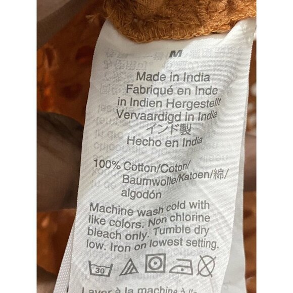 MADEWELL Woman’s Eyelet Ruffle-Sleeve Mini Dress Mulled Cider Cotton Womens SZ M - Picture 7 of 8